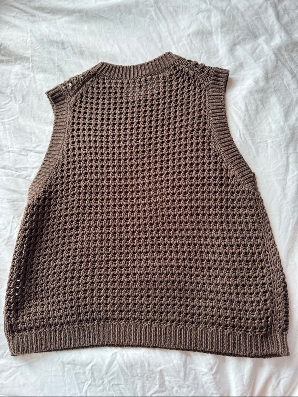 Theory Brown Crochet Knit Sleeveless Vest - Picture 4 of 4